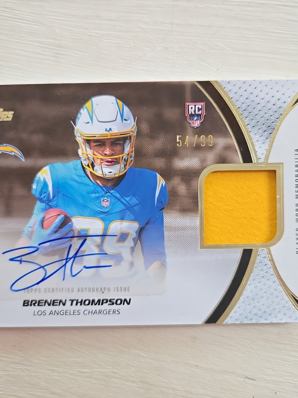 Topps White Black Chargers Logo Rookie Autograph Card